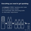 image:imageSodaStream  ETERRA Soda Maker  VALUE BUNDLE  3 Automatic Carbonation Levels  Includes 2x CO2 Cylinders 3x 32 Fl Oz Dishwasher Safe Bottles 2x Bubly Fruit Flavor Drops 1x Power Adapter  BlackBlack