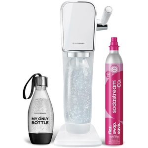 image:imageSodaStream  ART Sparkling Water Maker  STARTER KIT  CQC CO2 system  Includes 1x CO2 Cylinder 1x32 amp 1x16 Fl Oz Dishwasher Safe Bottles  Combine with Pepsi Flavors  BlackWhite