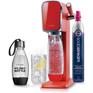 image:imageSodaStream  ART Sparkling Water Maker  STARTER KIT  CQC CO2 system  Includes 1x CO2 Cylinder 1x32 amp 1x16 Fl Oz Dishwasher Safe Bottles  Combine with Pepsi Flavors  BlackMandarin Red