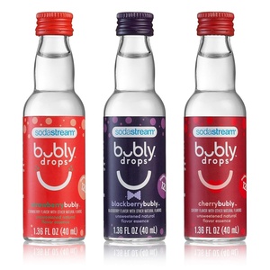 image:imageSodaStream  Bubly Fruit Drops for Sparkling Water  Natural Fruit Flavor  Zero Calories No Sweeteners  Create Your Own Bubly with SodaStream  Variety Pack Bubly Original Pack of 6  8 Fl OzBerry Bliss Variety Pack