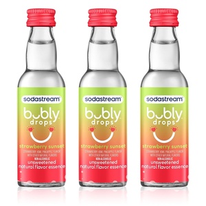 image:imageSodaStream  Bubly Fruit Drops for Sparkling Water  Natural Fruit Flavor  Zero Calories No Sweeteners  Create Your Own Bubly with SodaStream  Variety Pack Bubly Original Pack of 6  8 Fl OzStrawberry Sunset