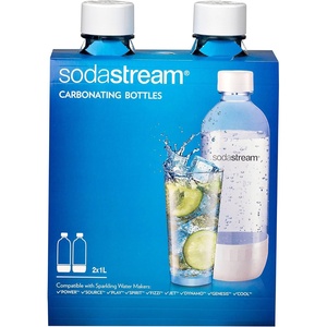 image:imagesodastream 1L Twin Pack Dishwasher Safe Slim Bottle BlackWhite