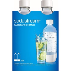 image:imagesodastream Dishwasher Safe 1L Classic DWS Carbonating Bottle White twinpack Pack of 2White