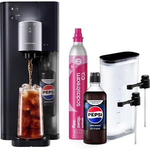 image:imageSodastream Fountain Soda Machine and Sparkling Water Maker Starter Kit SilverBlack With 60L CO2 Canister Water Tank 2 Flavor Connectors and Pepsi Zero FlavorBlackSilver