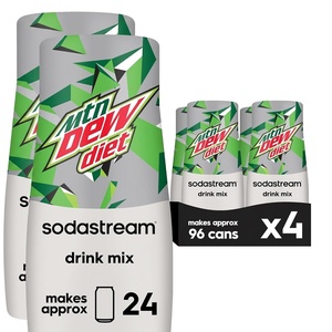 image:imageSodaStream  Diet Mountain Dew Soda Drink Mix  For Sparkling Water Makers  Zero Calories  51mg Caffeine per Serving  Makes 96 Servings  149 Fl Oz Pack of 4 Packaging may vary149 Fl Oz Pack of 8