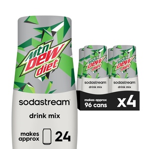 image:imageSodaStream  Diet Mountain Dew Soda Drink Mix  For Sparkling Water Makers  Zero Calories  51mg Caffeine per Serving  Makes 96 Servings  149 Fl Oz Pack of 4 Packaging may vary149 Fl Oz Pack of 4